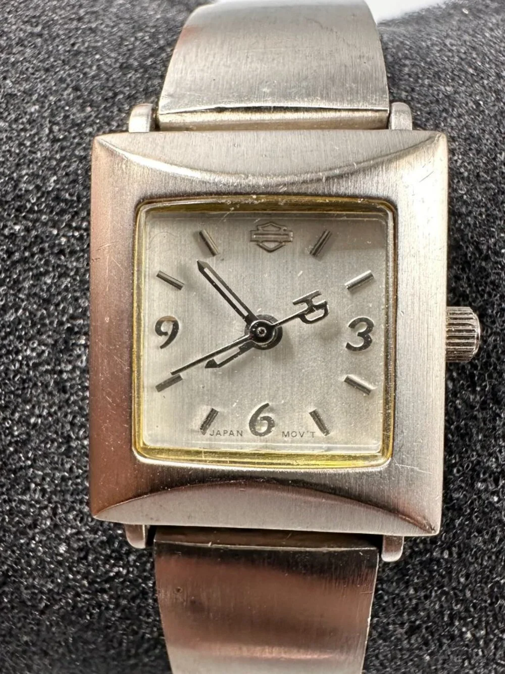 Harley-Davidson Women Watch Silver Tone 19MM Square Dial New Battery 6.5
